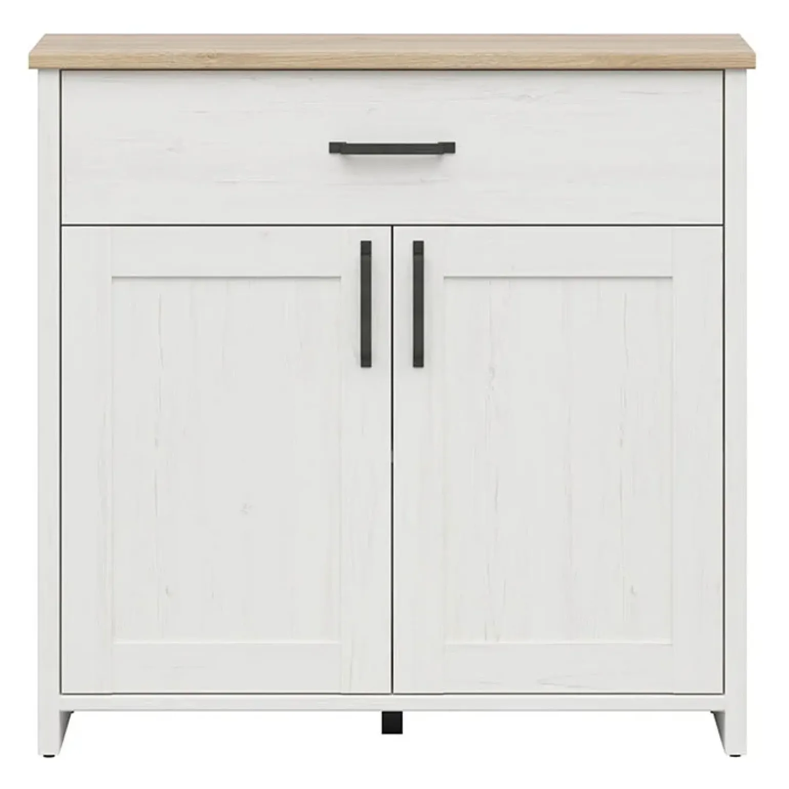 Mobile multiuso 102x99h cm 2 ante 1 cassetto scandinava bianco frassinato rovere Lars