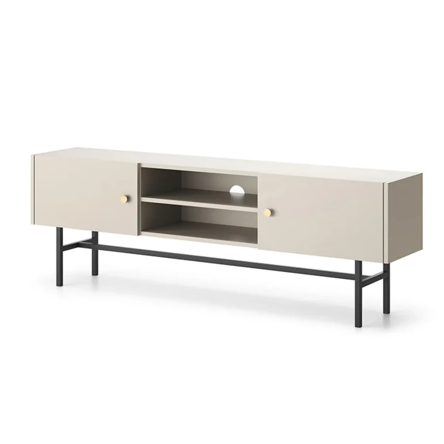 Mobile porta TV moderno 155x52h cm 2 ante e vani a giorno beige Eterna
