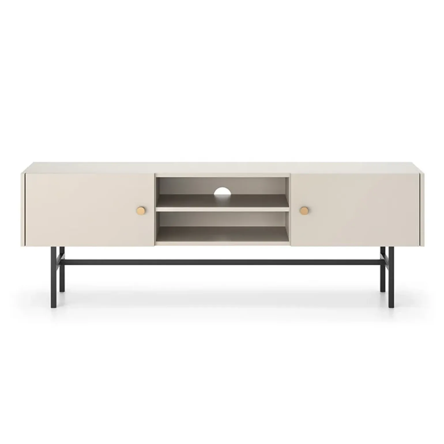 Mobile porta TV moderno 155x52h cm 2 ante e vani a giorno beige Eterna