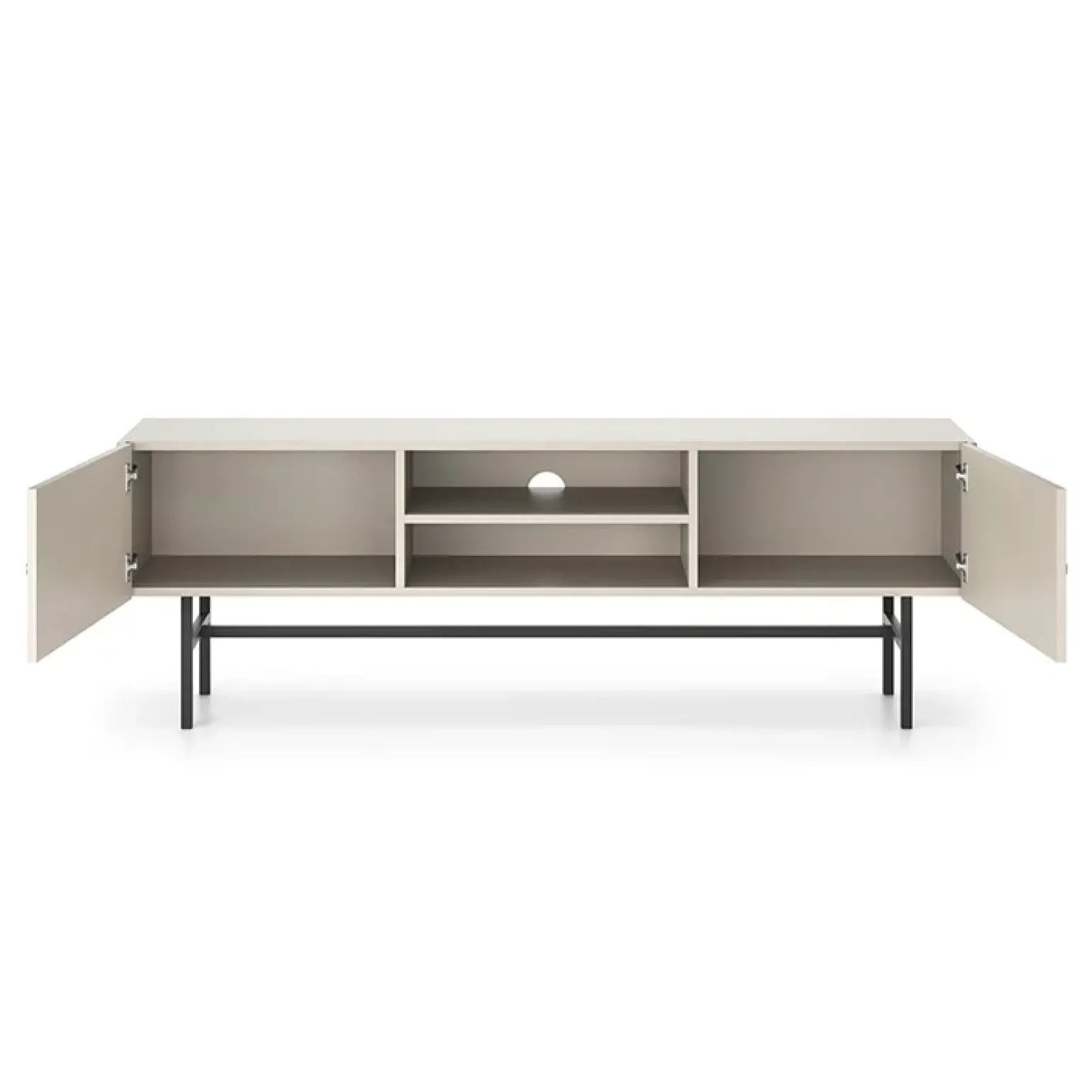 Mobile porta TV moderno 155x52h cm 2 ante e vani a giorno beige Eterna