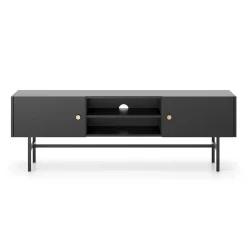 Mobile porta TV moderno 155x52h cm 2 ante nero Eterna