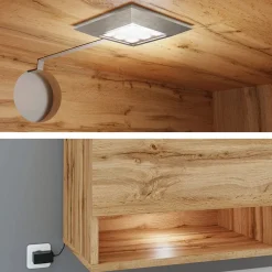 Mobile porta TV sospeso 180x30h cm con LED rovere nero Gregoria