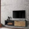 Mobile porta TV sospeso 180x40h cm con caminetto bioetanolo rovere antico antracite Botticelli