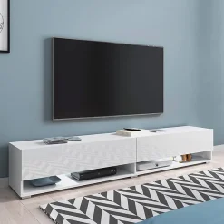 Mobile porta TV sospeso 180x30h cm con LED bianco lucido Gregoria