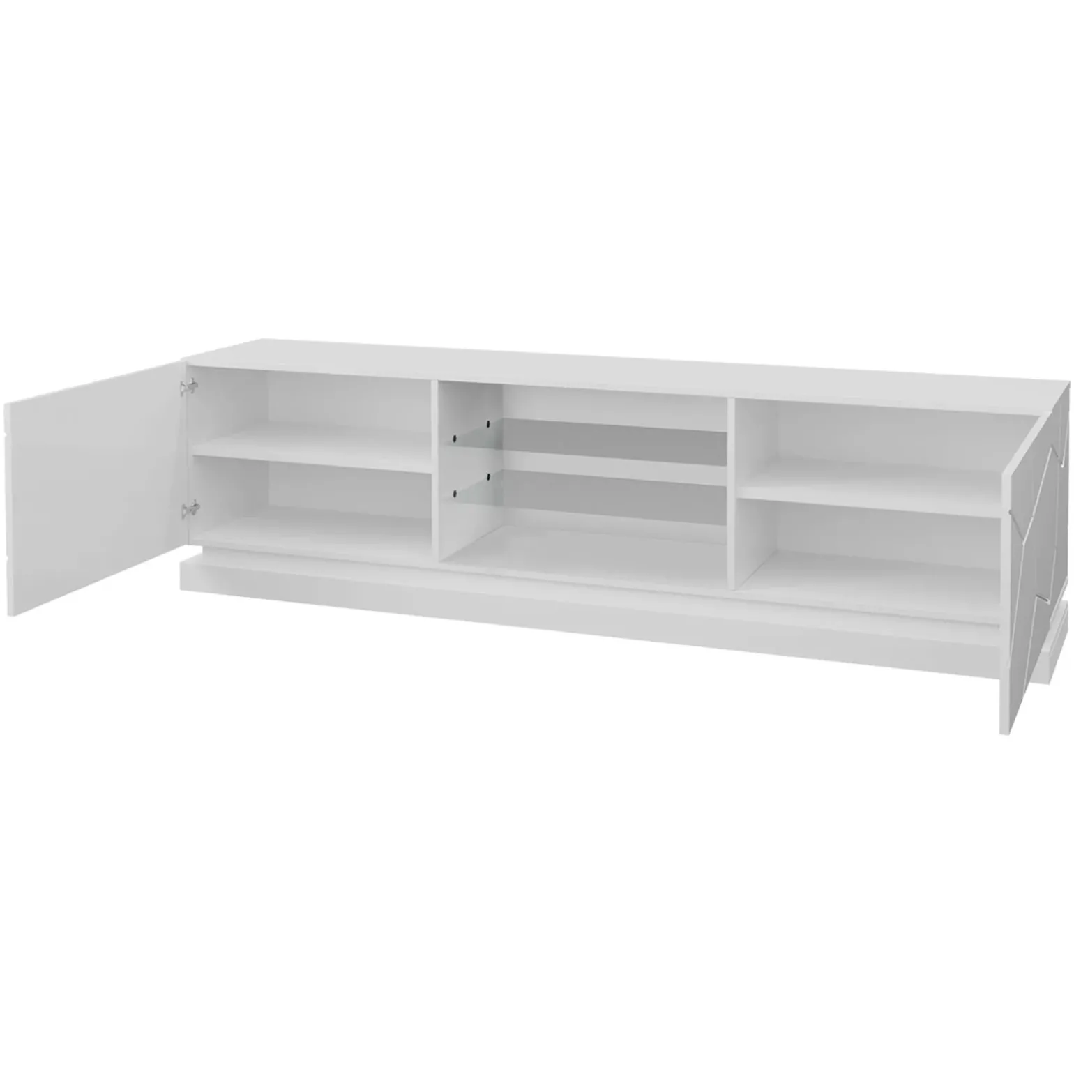Mobile porta tv sospeso 200x57h cm 2 ante 2 vani a giorno bianco lucido Bianca