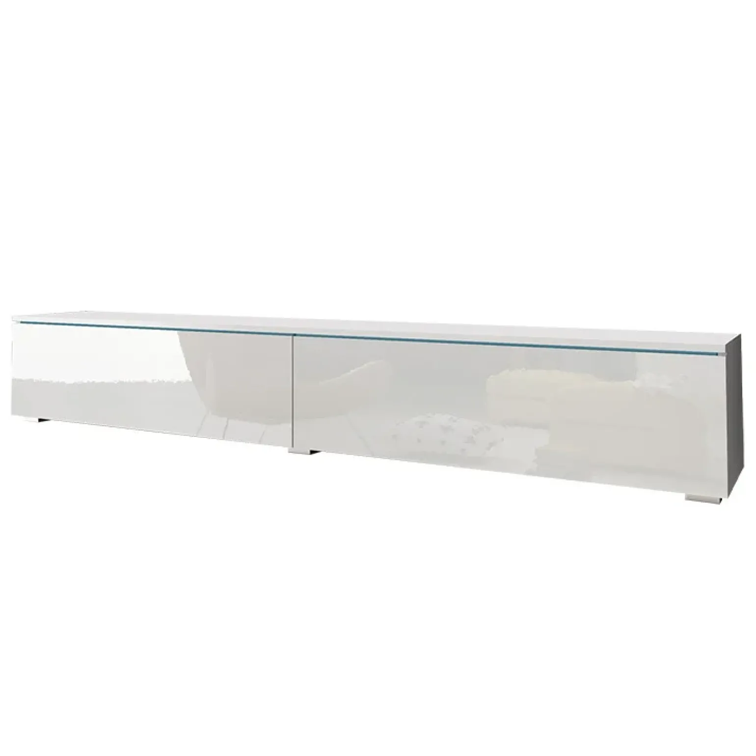 Mobile porta TV sospeso 180x30h cm design bianco lucido 2 ante Silvia