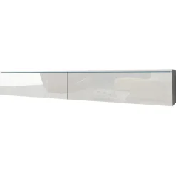 Mobile porta TV sospeso 180x30h cm design bianco lucido 2 ante Silvia