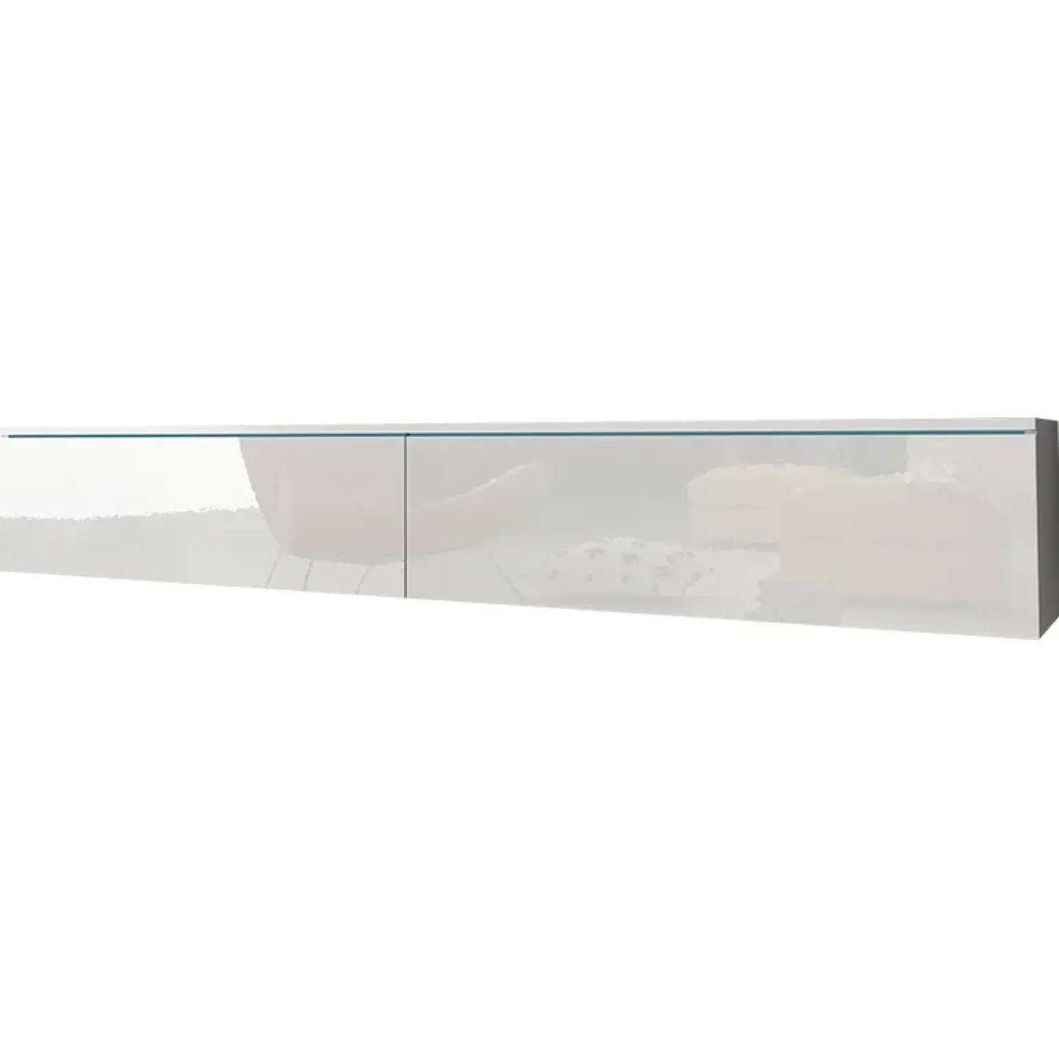 Mobile porta TV sospeso 180x30h cm design bianco lucido 2 ante Silvia