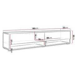 Mobile porta TV sospeso 180x30h cm 2 ante rovere nero Gregoria