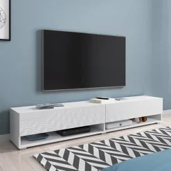Mobile porta TV sospeso 180x30h cm 2 ante bianco lucido Gregoria