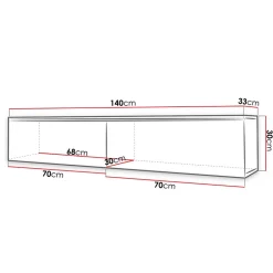 Mobile porta TV sospeso 140x30h cm con LED rovere bianco lucido Silvia