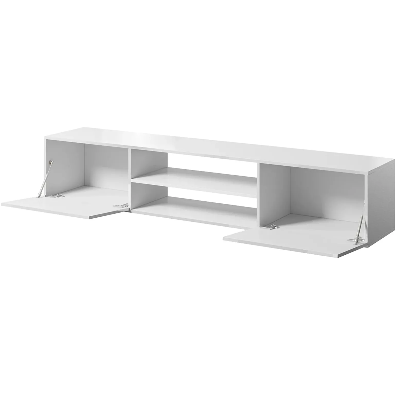 Mobile porta tv sospeso 200x37h cm 2 ante 2 vani a giorno bianco lucido Southampton