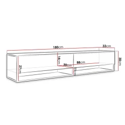 Mobile porta TV sospeso 180x30h cm con LED rovere Gregoria