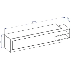 Mobile porta TV 200/242x 44h cm 2 ante moderno estraibile bianco lucido rovere Aria