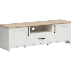 Mobile porta TV 160x51h cm 2 ante 1 cassetto bianco frassinato rovere Lars