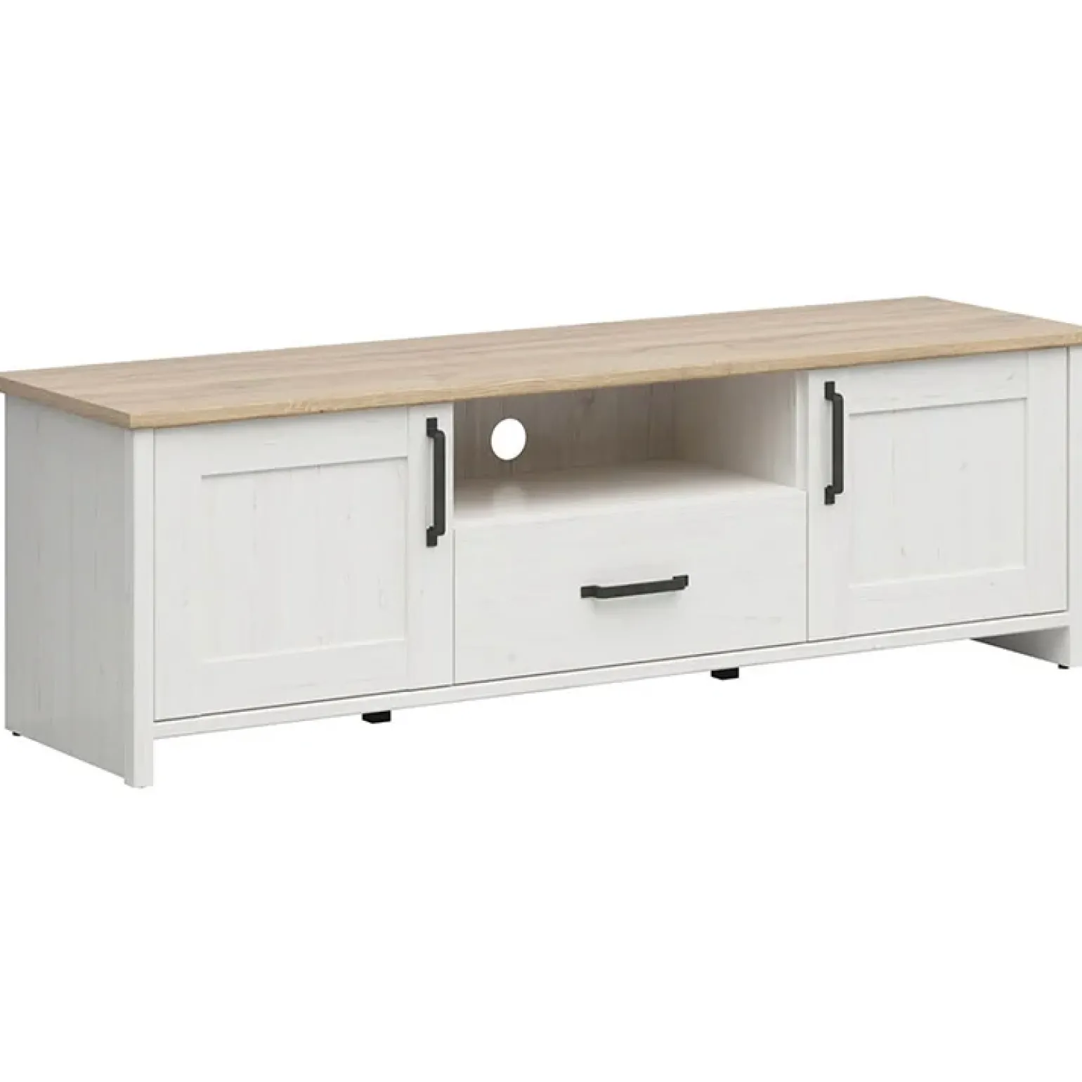 Mobile porta TV 160x51h cm 2 ante 1 cassetto bianco frassinato rovere Lars