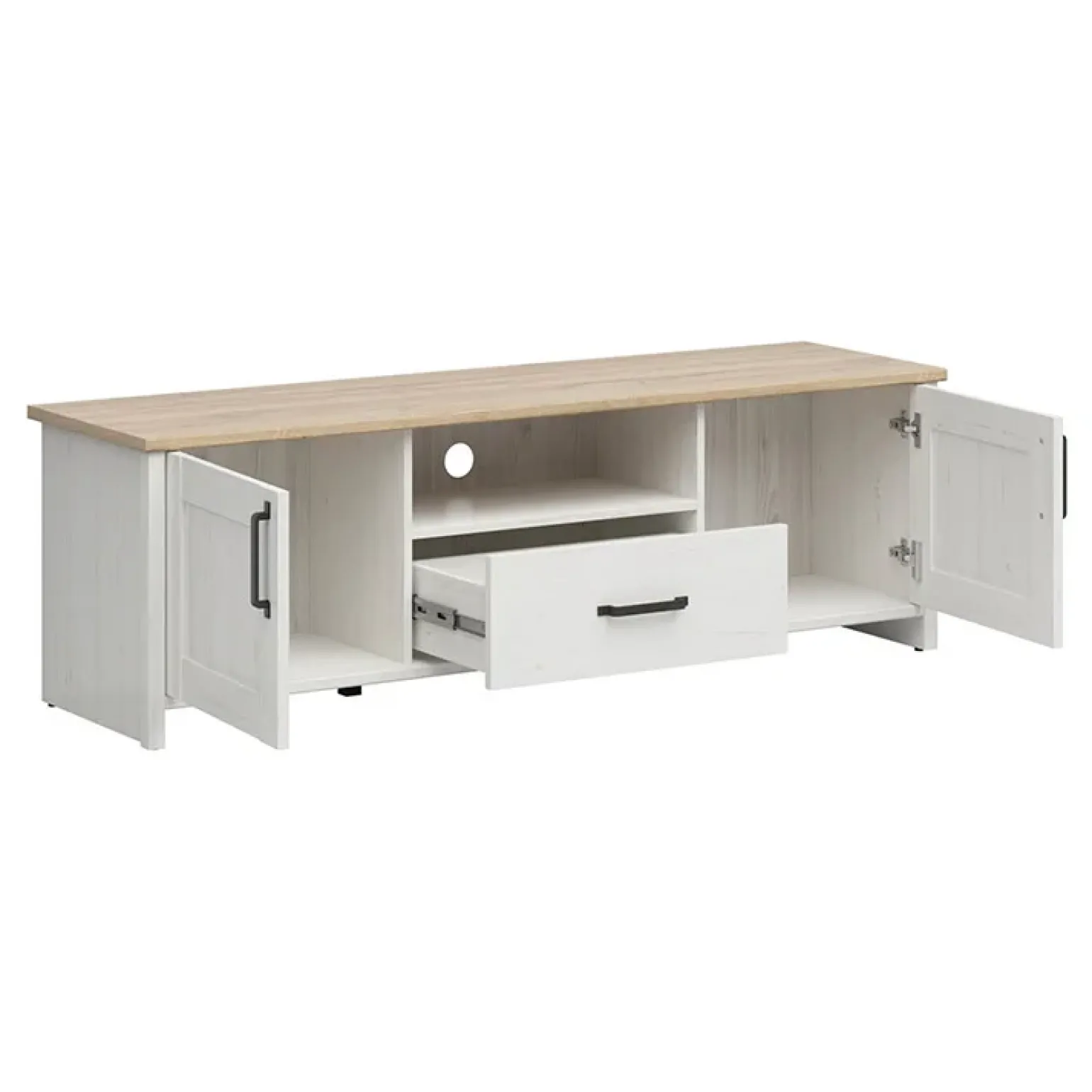 Mobile porta TV 160x51h cm 2 ante 1 cassetto bianco frassinato rovere Lars
