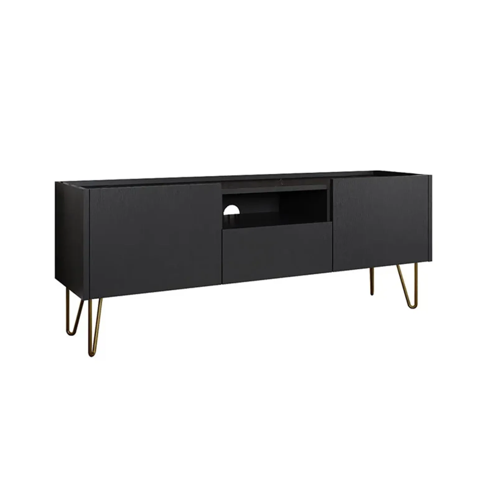 Mobile porta TV 144x55h cm 2 ante 1 cassetto grafite marmo nero Visby
