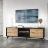 Mobile porta tv 154x50h cm 2 ante moderno quercia nero Becca