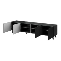 Mobile porta TV 201x53h cm 4 ante cannettato antracite Essence