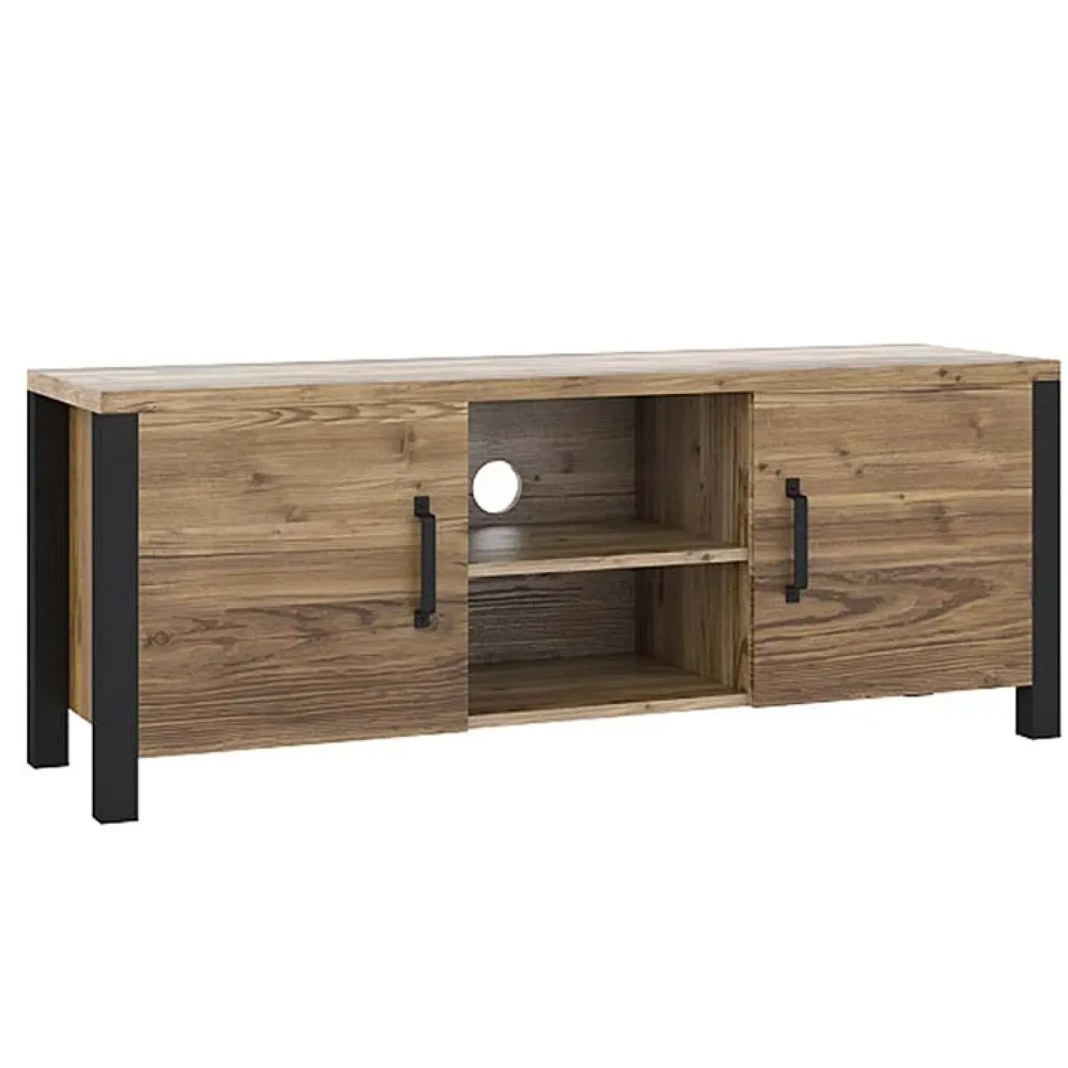 Mobile porta TV 147x57h cm 2 ante quercia nero opaco Nebraska