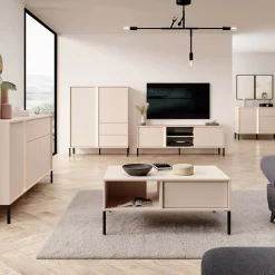 Mobile porta TV 203x54h cm 3 ante 2 vani moderno beige Melly