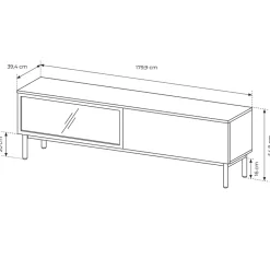 Mobile porta TV 180x55h cm 2 ante con led nero opaco rovere Amel