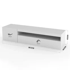 Mobile porta TV 155x37h cm 1 anta bianco lucido Light Small Gihome®