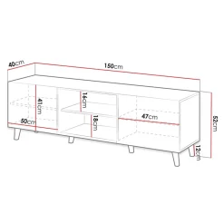 Mobile porta TV 150x52h cm 2 ante cannettato quercia Essence