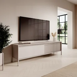 Mobile porta TV 187x54h cm 2 ante beige cannettato Ciar