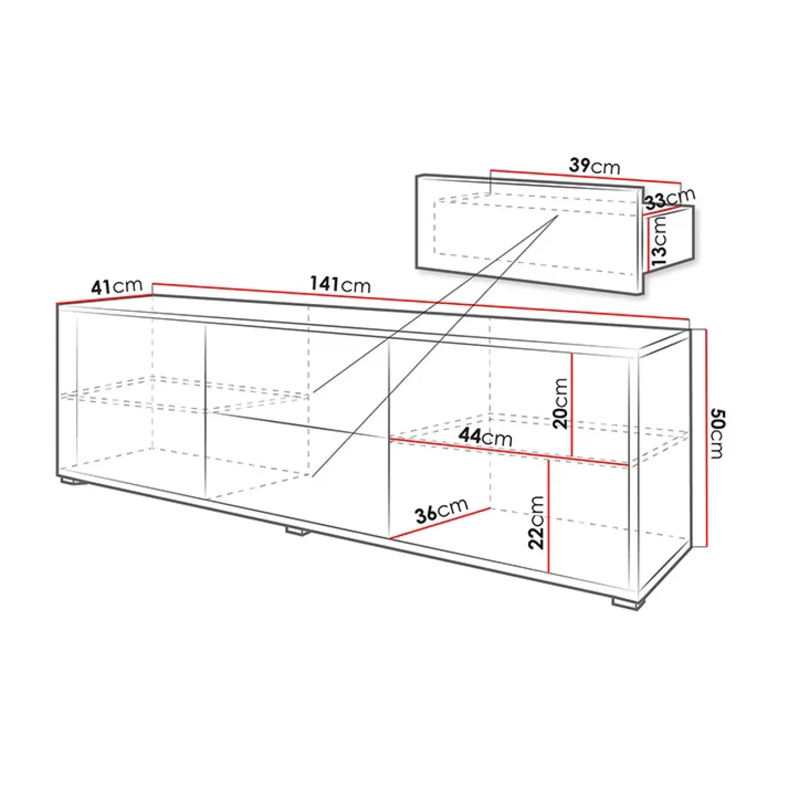 Mobile porta TV 141x50h cm 2 ante 2 cassetti bianco Eindhoven