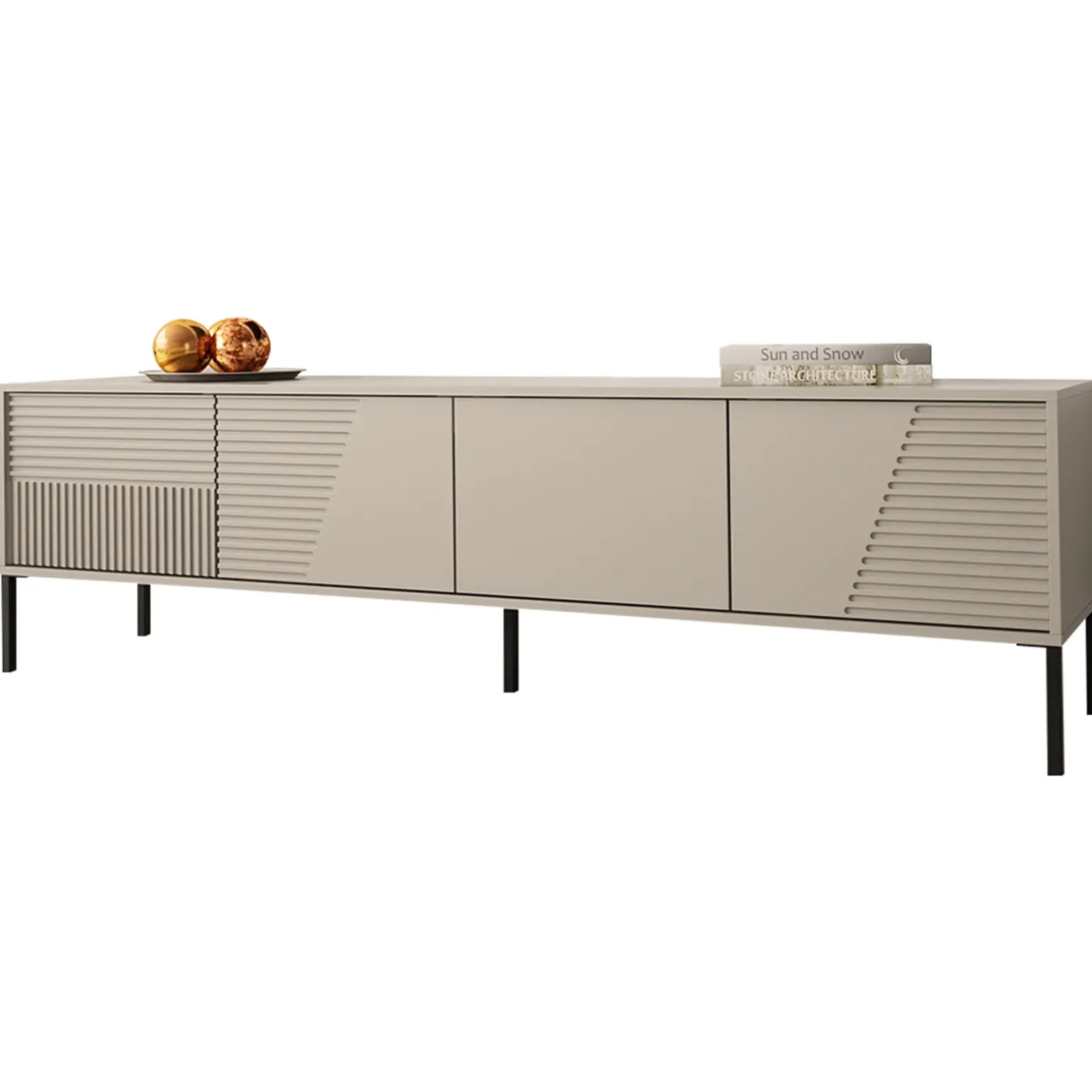 Mobile porta tv 190x53h cm 4 ante cannettato beige Diana