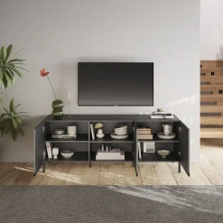 Mobile porta TV 181x69h cm 3 ante antracite frontali serigrafati Seira
