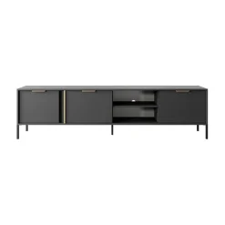 Mobile porta TV 203x53h cm 3 ante 2 vani moderno antracite Nebula