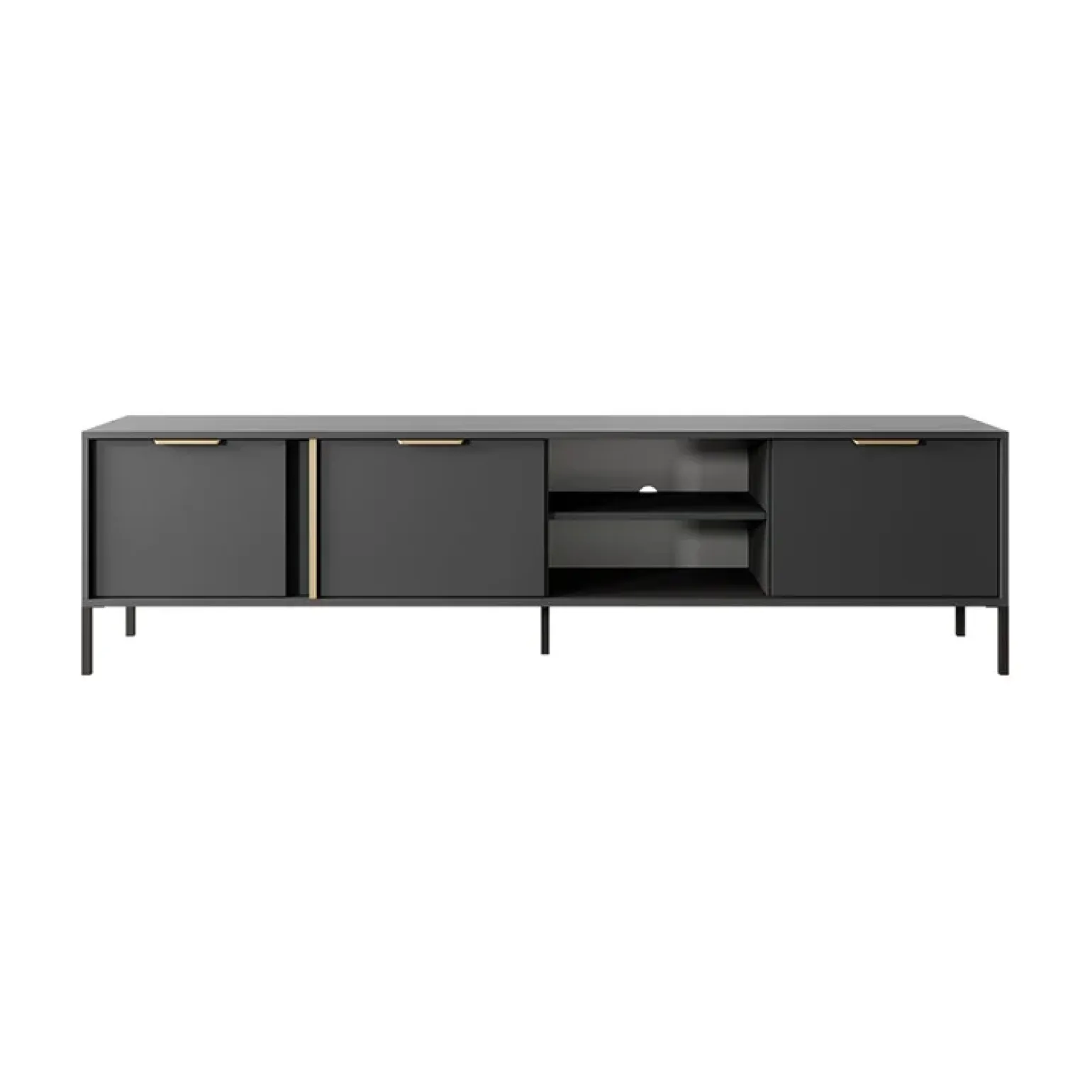 Mobile porta TV 203x53h cm 3 ante 2 vani moderno antracite Nebula