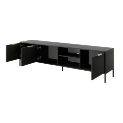 Mobile porta TV 203x53h cm 3 ante 2 vani moderno antracite Nebula