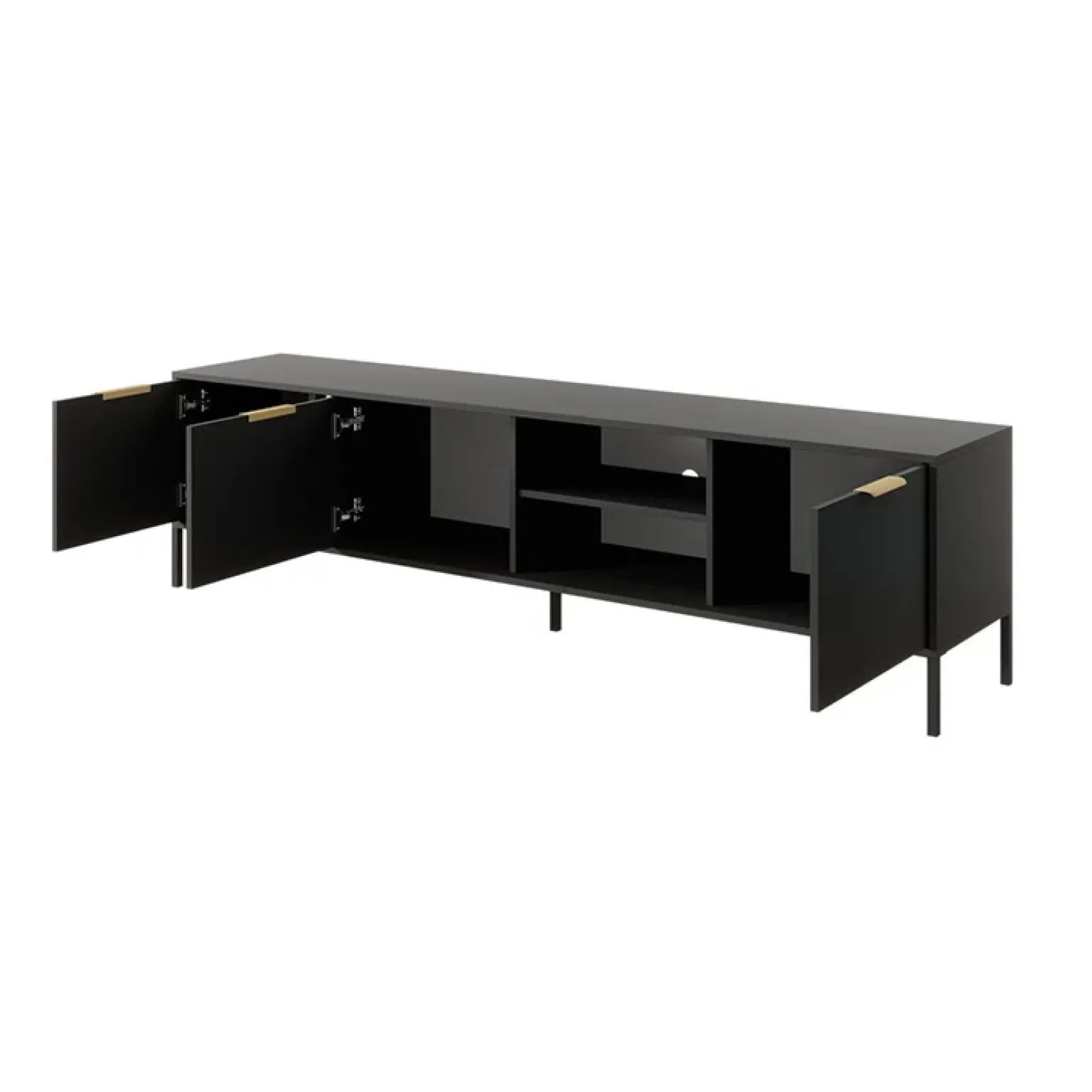 Mobile porta TV 203x53h cm 3 ante 2 vani moderno antracite Nebula