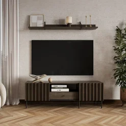 Mobile porta TV 165x55h cm 2 ante cassetto wengè Blackwood