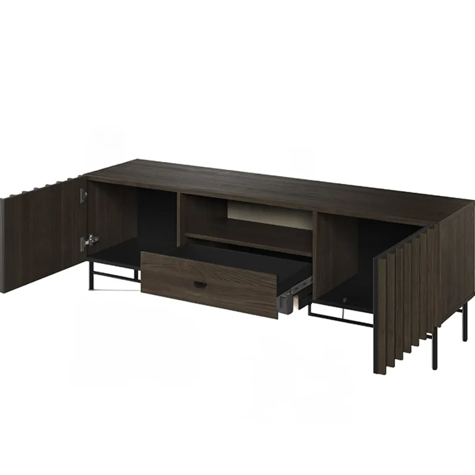 Mobile porta TV 165x55h cm 2 ante cassetto wengè Blackwood