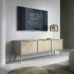 Mobile porta TV 158x52h cm 3 ante verde salvia rovere Myrta