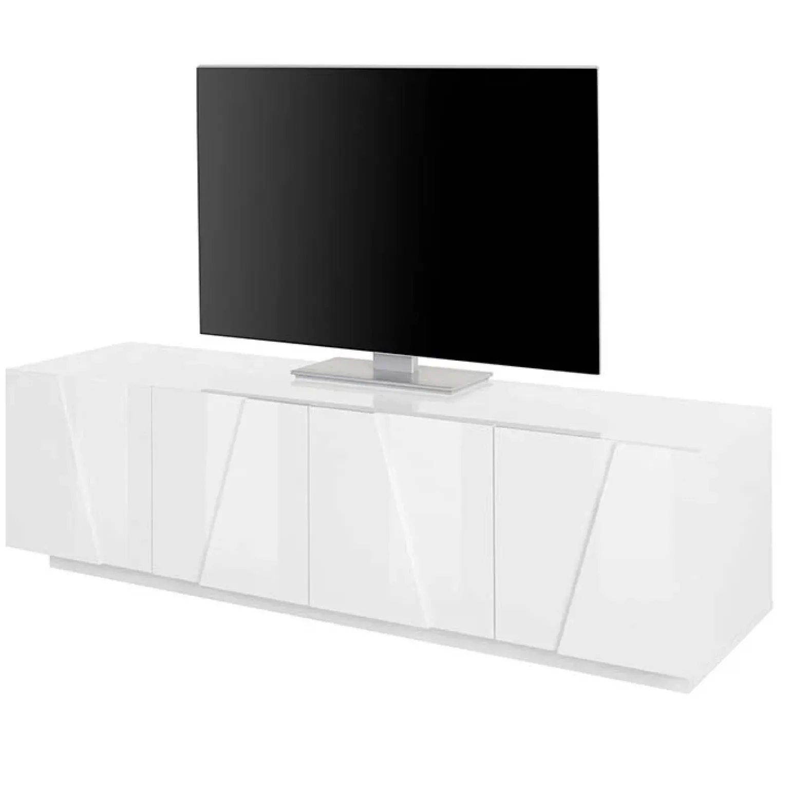 Mobile porta TV 163x46h cm 4 ante bianco lucido Zenzero Gihome®