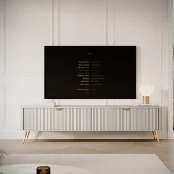Mobile porta TV 200x51h cm 2 ante beige cannettato Ramis