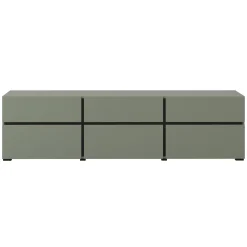 Mobile porta TV 180x48h cm 3 ante a ribalta 3 cassetti verde nero Lolla