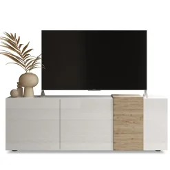 Mobile porta TV 181x59h cm 3 ante bianco lucido rovere Universal