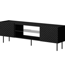 Mobile porta TV 181x59h cm 2 ante 2 vani con frontali decorati nero Daniele