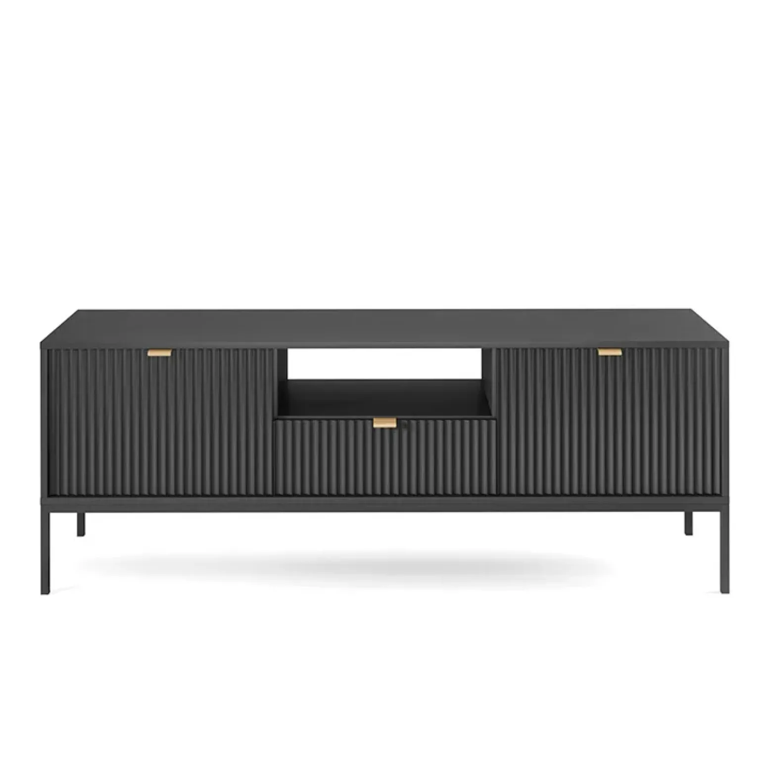 Mobile porta TV 154x56h cm 2 ante moderno soggiorno nero Alisa