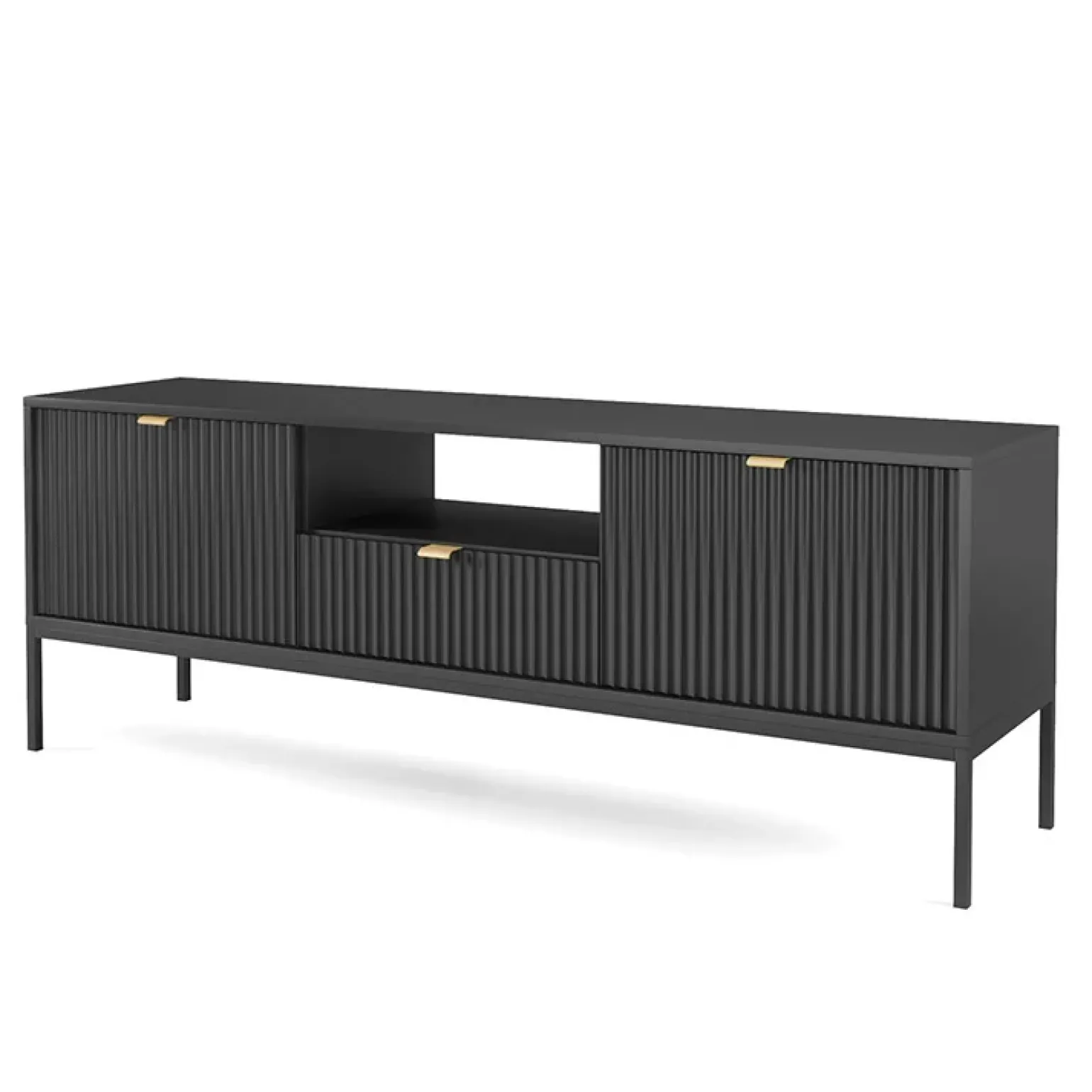 Mobile porta TV 154x56h cm 2 ante moderno soggiorno nero Alisa