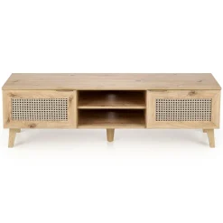 Mobile porta tv 150x45h cm 2 ante 2 vani a giorno moderno rovere Sombra