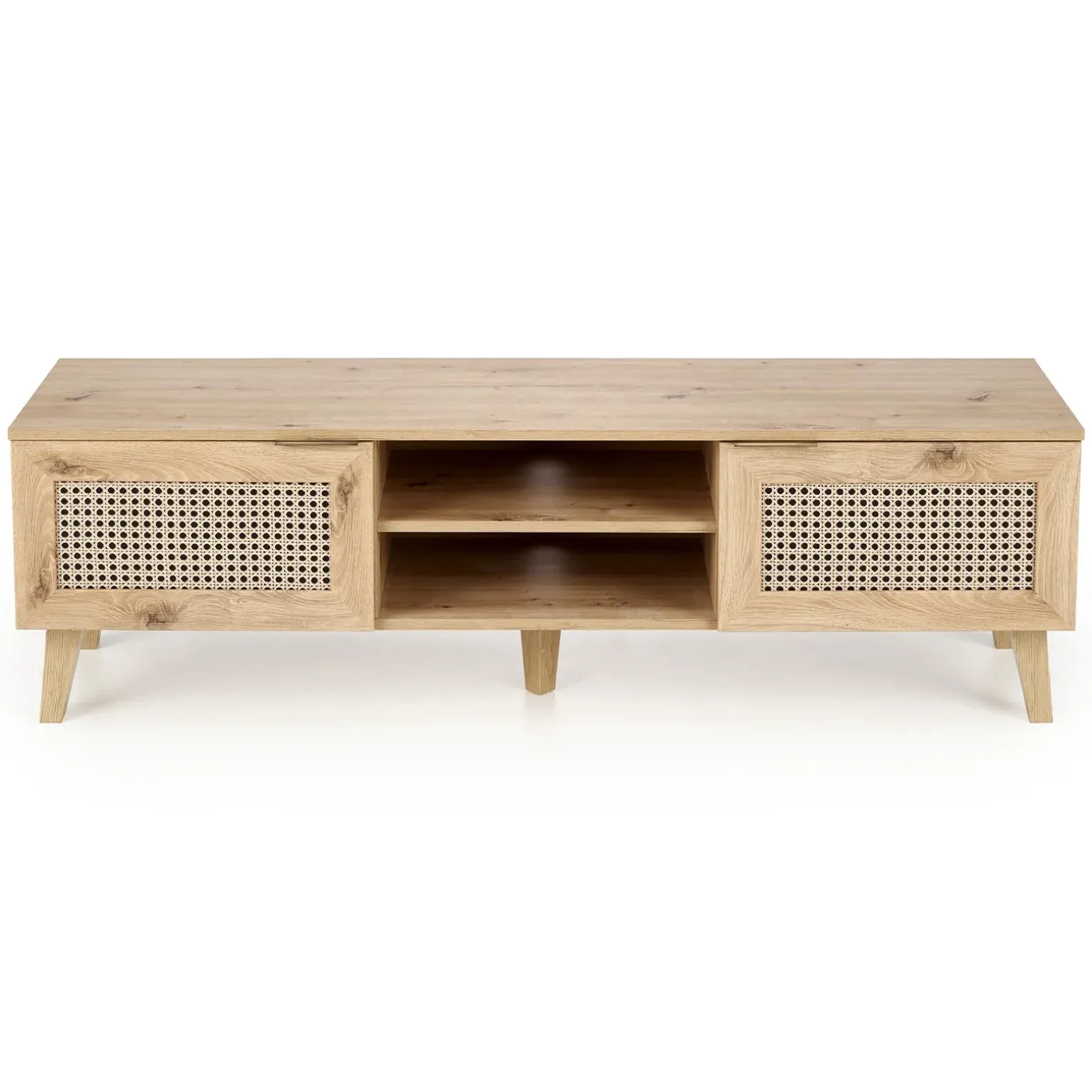 Mobile porta tv 150x45h cm 2 ante 2 vani a giorno moderno rovere Sombra