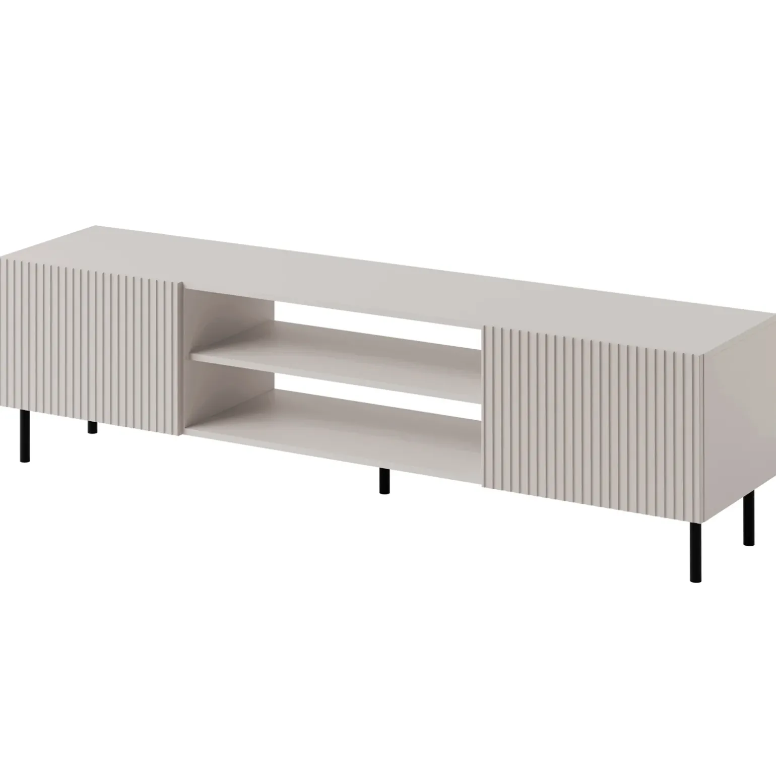 Mobile porta TV 181x53h cm 2 ante 2 vani con frontali cannettati beige Ziggy